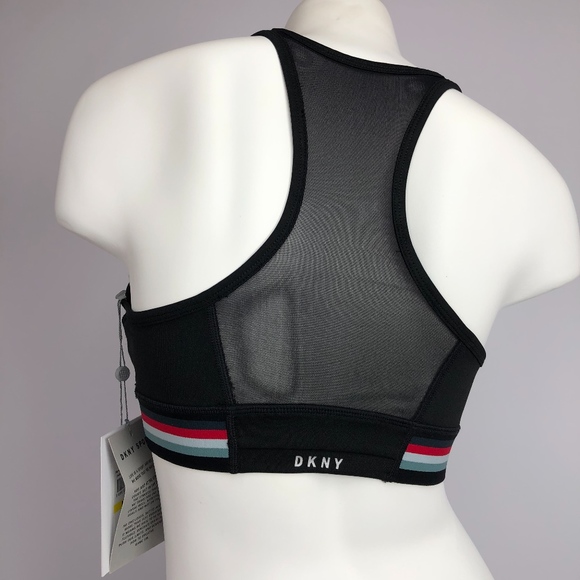 Dkny Womens Sports Bra Black Medium With Stripe - Picture 2 of 5